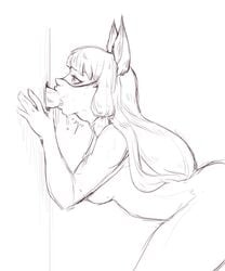 1girls blowjob cum_drip deepthroat fellatio female fox_ears glory_hole lila_rossi long_hair mask masked miraculous_ladybug oral petite sideboob sketch sucking throat_bulge unseen_male_face very_long_hair volpina