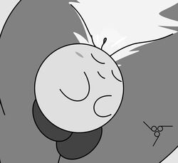 2019 absurd_res ambiguous_gender anthro between_thighs black_and_white canine closed_eyes duo female fox fur gray_background head_between_thighs head_in_crotch hi_res kirby kirby_(series) lazuli_(doggod.va) lying monochrome on_side pussy simple_background smile soft squish thick_thighs unkown1832_11a0 vagina waddling_head