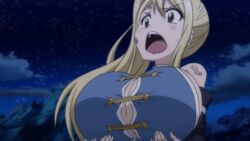 animated big_breasts blonde_hair breast_expansion cleavage fairy_tail lucy_heartfilia official_art official_copyright screencap