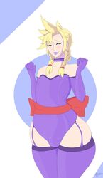 1boy abarus androgynous bulge canon_crossdressing cloud_strife crossdressing femboy final_fantasy final_fantasy_vii girly lipstick male male_only solo thick_thighs thunder_head trap twin_braids