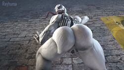 3d against_wall alien anti-she-venom anti-venom ass ass_focus big_ass black_eyes female large_ass legs long_tongue looking_over_shoulder marvel marvel_comics prehensile_tongue pussy rayhuma sharp_teeth she-venom spider-man_(series) symbiote teeth thick thick_ass thick_thighs thighs tongue tongue_out vagina venom venom_(marvel) wall white_body