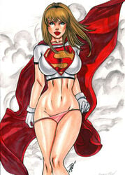 1girls 2019 argoan big_breasts black_hairband blonde_hair blue_eyes breasts busty cape cloud clouds dc dc_comics ed_benes_studio eyeshadow female female_only flying gloves hairband innocent joe_lima kara_zor-el kryptonian large_breasts lipstick makeup mascara panties panty_pull pink_panties pink_thong pinup red_cape red_lips red_lipstick shirt short_shirts signature solo supergirl superheroine superman_(series) thighs thong white_gloves white_shirt