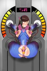 1girls anal_object_insertion anus areolae ass bodysuit bondage breasts brown_eyes brown_hair clitoris crying d.va female foaming_at_the_mouth large_breasts lips looking_at_viewer navel nipple_insertion ouch overwatch painful pupilless_eyes pussy rape restrained shiny_hair shiny_skin space_(uchuu) spread_legs spread_pussy steam stuck_in_wall tears torn_clothing torture unconscious universn vaginal_object_insertion yuzhou