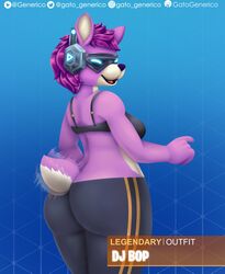 1girls anthro ass bra clothing dj_bop female female_only fortnite gatogenerico llama mammal pants smile solo tagme tail_wagging video_games