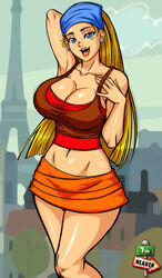 1girls 7th-heaven artist_name big_breasts blonde_hair breasts clothing female female_only hair human human_only large_breasts lindsay_(tdi) solo total_drama_island watermark