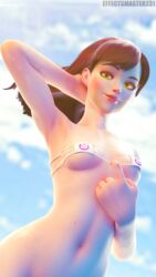 3d bikini blender d.va effectsmaster231 looking_at_viewer mini_bikini overwatch