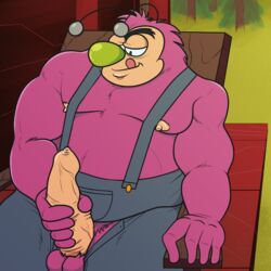 balls cartoon_network erection furry fuzzy_lumpkins humanoid_penis male male_only masturbation monster nipples open_fly open_pants overalls penile_masturbation penis powerpuff_girls sitting solo the_purple_wolf_guy uncut