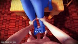 16:9 2018 3d 3d_(artwork) 5_fingers 5_toes animated anthro breasts cavafly01 digital_media_(artwork) duo erection eye_patch eyewear female fingers first_person_view foot_fetish footjob foreskin hair highres human human_on_anthro human_penis inside interspecies loop lying male mammal marine nipples no_sound nude on_back on_table penis pov red_hair sex sitting_on_table source_filmmaker standing straight table toes two-footed_footjob uncut undertale undyne video video_games