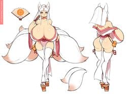 1girls ass breasts cleavage female female_only fox_girl geta huge_breasts kitsune looking_at_viewer solo tagme thehelmetguy