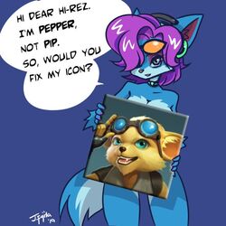 2019 anthro blue_fur censored female fox furry icon icon_censor j-fujita male nude paladins pepper_(paladins) pip_(paladins) solo tagme video_games