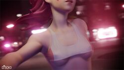 1girls 3d blender breasts cleavage d.va discko female female_only overwatch solo underboob