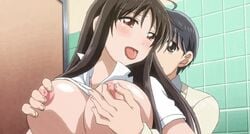 1boy 1girls ahe_gao animated areolae blush bouncing_breasts breast_grab breast_grab_during_sex breast_grab_from_behind breasts breasts_out brown_eyes brown_hair drooling inori_amano large_breasts long_hair looking_pleasured mou_hasama_zu_ni_ha_ira_renai mou_hasamazu_ni_wa_irarenai nipple_pinch nipple_tweak nipples on_top open_mouth pashmina pinch pinching_nipples pleasure_face sex tongue tongue_out