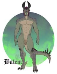 abs anthro balem balls claws dragon flaccid horn humanoid_penis hybrid looking_at_viewer male male_only muscular muscular_male orc orc_male penis red_eyes simona solo