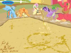 4:3 applejack_(mlp) backbend big_macintosh_(mlp) bodily_fluids clirotal_wink clitoris dripping fluttershy_(mlp) friendship_is_magic frist44 genital_fluids iron_pony_competition my_little_pony peeing pissing_contest pussy rainbow_dash_(mlp) showoff smooth_skin smug spike_(disambiguation) tablejack twilight_sparkle_(mlp) urination urine urine_in_sand urine_writing