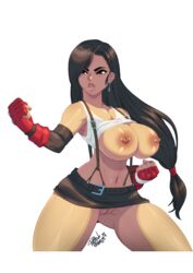 1girls 2019 angry areolae artist_name artist_signature bare_shoulders belt big_breasts big_nipples black_hair bottomless bottomless_skirt breasts breasts_out clavicle cleft_of_venus collar_bone cropped_legs dark_hair earrings exposed_breasts female female_focus female_only fighter fighting_gloves fighting_stance final_fantasy final_fantasy_vii fingerless_gloves fit gauntlets going_commando hair innie_pussy lips lipstick long_hair matching_hair/eyes miniskirt navel nipple_piercing nipple_piercings nipples no_bra no_panties pose posing pussy shirt_up signature skirt skirt_lift skirt_up solo solo_focus square_enix subtle_pussy suspenders tank_top tank_top_lift thick_lips thick_thighs thighs thin_waist tied_hair tifa_lockhart tovio_rogers upskirt vagina wasp_waist wet_pussy white_background