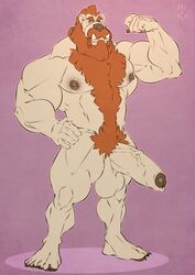 2016 anthro balls big_balls big_muscles big_penis body_hair brown_nipples brown_nose chest_hair erection eyebrows flexing hair happy_trail hi_res huge_cock humanoid_penis hybrid hyper hyper_penis kazushi looking_at_viewer male male_only mammal maul_(nurthug) muscular muscular_male nipples nude nurthug orc orc_male penis plantigrade red_hair solo standing thick_eyebrows tusks uncut ursid vein veiny_penis yellow_eyes