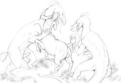 4_fingers balls centaur dragon equid equid_taur erection feral feral_on_taur fingers group group_sex hair hooves humanoid_pointy_ears imminent_sex larger_feral long_hair male_only mammal mammal_taur monochrome open_mouth penis questionable_consent rimestar scalie sex size_difference sketch smaller_taur tail_grab taur threesome tongue tongue_out wingless_dragon zoophilia