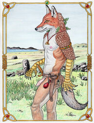 anthro canid canine fox hybrid male male_only mammal nude penis scaled_forearms solo tristanalexander