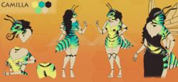 1girls antennae anthro arthropod arthropod_abdomen bee bodily_fluids breasts brown_hair closed_eyes clothed clothing collage compound_eyes crown dark_nipples dead_chimera digitigrade female hair hand_on_hip hi_res honey honeycomb hymenopteran insect insect_wings lactation long_tongue mandibles model_sheet multi_arm multi_limb neck_tuft nude original_character pussy smile solo stinger text tongue tuft unusual_lactation wings