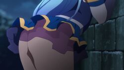 1girls animated aqua_(konosuba) aqua_hair ass ass_focus butt butt_focus female female_only gif kono_subarashii_sekai_ni_shukufuku_wo! no_panties official_art official_copyright outdoor petite round_ass screencap solo solo_female twerking