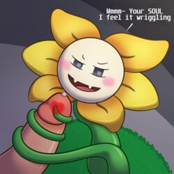 1:1 ambiguous_gender blush disembodied_penis flora_fauna flower flowey_the_flower hi_res human living_flower male male/ambiguous mammal neitsuke penis plant tentacle_sex undertale video_games vine vinejob