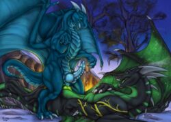 2019 3_toes 4_fingers absurd_res anal anal_sex animal_genitalia animal_penis anus ass barefoot belly_scales blue_body blue_penis blue_scales blue_tongue claws cold cowgirl_position detailed_background digital_media_(artwork) dragon duo erection feral feral_on_feral fingers garo_(garoshadowscale) genital_slit green_penis green_tongue hi_res hindpaw knot knotting long_neck looking_at_another looking_at_partner looking_pleasured love male male/male male_penetrating membrane_(anatomy) membranous_wings nude on_top open_mouth paws penetration penis quadruped reptile ridged_penis ridges romantic romantic_couple scales scalie sex shaded shadow side_view sitting slit smile snout snow stripe stripes teal_scales teeth thick_thighs tochka toe_claws toes tongue tongue_out toxic_(dr4c0n1c_m4sters) tree western_dragon wings