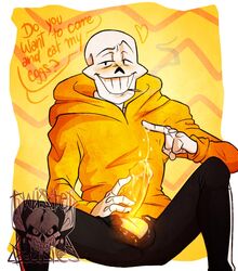 animated_skeleton bone english_text hi_res lizheru male male_only papyrus penis skeleton solo text undead undertale video_games