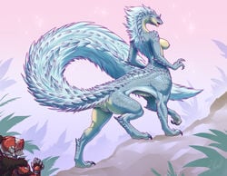 2019 ambiguous_gender breasts capcom dragon duo fanged_wyvern female female_focus fur hi_res human mammal monster_hunter nipples nude pussy rollwulf solo_focus taur tobi-kadachi video_games wyvern