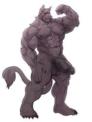 2019 5_toes anthro balls benzy_(artist) big_balls big_muscles big_penis black_claws black_nipples canid canine canis claws flexing fur grey_body grey_fur hi_res huge_cock huge_muscles humanoid_penis male male_only mammal muscular muscular_male navel navel_piercing nipple_piercing nipples penis piercing pink_nose plantigrade simple_background smile solo standing toes vein veiny_muscles veiny_penis waffle_(character) wolf yellow_eyes