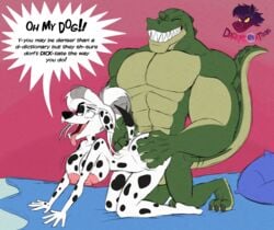 all_fours alligator alligatorid ambiguous_penetration anthro anthro_on_anthro anthro_penetrated anthro_penetrating anthro_penetrating_anthro areola ass bed big_breasts big_butt blu3danny blue_eyes breasts butt_grab canid canine canis crocodilian curvaceous dalmatian darkmoontoons digital_media_(artwork) doggy_style domestic_dog duo english_text fangs female female_penetrated from_behind_position fucked_silly furniture furry green_body green_scales gretchen_hazard hair hair_bun hand_on_butt hi_res interspecies larger_male looking_pleasured male male_penetrating male_penetrating_female mammal mature_female muscular muscular_male nipples nude open_mouth penetration reptile rod_garth scales scalie sex sharp_teeth size_difference smaller_female speech_bubble spots straight teeth text timeless tongue tongue_out