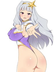 clothing female huge_ass huge_breasts idolmaster invitation kagemusha long_hair shijou_takane thong_leotard white_hair