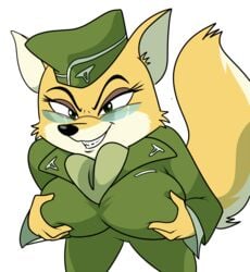 2013 alpha_channel anthro breasts canid canine clothing digital_media_(artwork) eyebrows eyelashes eyewear female fox glasses green_eyes grin hi_res lonbluewolf lt._fox_vixen mammal mega_milk military military_uniform raised_tail sek_studios simple_background smile solo squirrel_and_hedgehog teeth transparent_background uniform vector