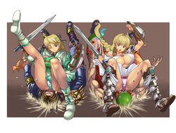 2boys 2girls blonde_hair blue_eyes braid breasts cassandra_alexandra defeated dress_up facesitting female femdom fully_clothed hong_yun-seong human human_only hurt ibanen kilik large_breasts legs long_hair male malesub milf namco one_eye_closed one_leg_up open_mouth panties ponytail ribbon ribbons shield short_hair siblings sisters sitting sitting_on_person skirt_up sophitia_alexandra soul_calibur spread_legs straight sword teamwork uncensored underwear very_long_hair violence weapon wink