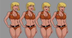 ass biceps big_breasts blonde_hair blue_eyes breasts bubble_butt busty dc dc_comics dcau eyelashes female female_focus female_only galatea hourglass_figure lipstick orange_jumpsuit pinup pose posing prison_clothes prison_uniform prisoner short_hair solo something_unlimited sunsetriders7 tagme wide_hips