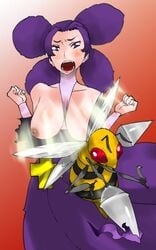 artist_request beedrill breasts fantina_(pokemon) human melissa_(pokemon) nintendo pokemon pokemon_dppt pokephilia tagme undressing