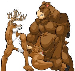 anal anal_sex balls bear chubby cum cum_in_ass cum_inside erection furry gay interspecies male no_humans owenedwolf penetration penis sex stag