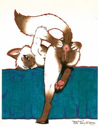 1990s 1995 20th_century anthro anus ass bed bent_over big_anus feline female hindpaw james_m_hardiman mammal mooning nude paws presenting presenting_hindquarters pussy raised_tail solo spread_anus spread_ass spreading