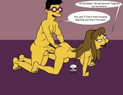 all_fours allison_taylor anal anal_fingering ass breasts color database female human insertion male nude penis sex side_view straight tagme the_fear the_simpsons