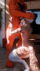 3d_(artwork) 4k 9:16 absurd_res animal_genitalia animal_penis anthro ashwolfe ashwolfie ass balls big_balls big_penis black_claws black_markings black_nails blue_clothing blue_footwear blue_hair blue_legwear blue_socks blue_stockings blue_thigh_highs blue_thigh_socks bodily_fluids bottomless bottomless_male bound brown_body brown_fur brown_markings bubble_butt canid canine canine_genitalia canine_penis canis claws close-up clothed clothing colored_nails cum cum_on_face curvy_figure day deep_throat depth_of_field detailed detailed_background detailed_fur digital_media_(artwork) domestic_dog dominant dominant_anthro dominant_male duo face_fucking feet fellatio femboy floor footwear fur genital_fluids genitals hair hand_on_head head_grab hi_res inside irrumatio kneeling knot knotted_penis larger_anthro larger_male legwear light male male/male mammal markings muscular muscular_anthro muscular_male nails nude open_mouth oral oral_penetration orange_body orange_fur paws penetration penile penis penis_in_mouth penis_size_difference red_body red_fur rexouium sex shadow size_difference small_penis small_waist smaller_anthro smaller_male socks spiky_hair standing stockings sunlight tail tan_body tan_fur thigh_highs thigh_socks tile tile_floor toes tongue tongue_out white_markings white_tail winterpaw_canine wolf