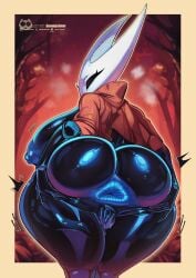 absurd_res anus arthropod ass big_breasts big_butt blue_nipples breasts bubble_butt cloak clothing damnpai damnpainter eyelashes female genitals hi_res hollow_knight_(franchise) hornet_(hollow_knight) looking_at_viewer motion_lines nipples non-mammal_breasts non-mammal_nipples non-mammal_vulva presenting presenting_anus rear_view red_cloak red_clothing signature solo spread_anus spreading tagme team_cherry thick_thighs vulva