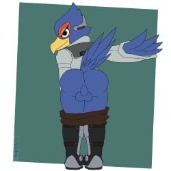 1:1 2d_animation animated anthro ass avian backsack balls beak blue_body blue_feathers bottomwear bottomwear_down clothed clothing falco_lombardi feathers genitals hi_res loop male male_only mooning nightdazed nintendo non-mammal_balls pants pants_down partially_clothed rear_view smile smirk solo solo_male spanking_self star_fox super_smash_bros.