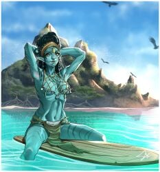 1girls alien avatar blue_skin breasts fan_character female na'vi nipples solo tagme_(artist)