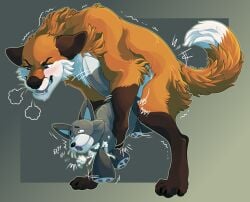 bodily_fluids canid canine drooling duo feral feralfather forced fox grinding hi_res humping implied_transformation male male_only mammal masturbation object_humping plap plap_(sound) plushie plushie_humping plushification plushophilia questionable_consent rape saliva sentient_plush sex tail wolf_plushie
