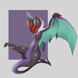 1:1 chiropteran claws female feral mammal nintendo noivern nude open_mouth pokémon_(species) pokemon pokemon_(species) pussy r00en simple_background solo tongue tongue_out video_games wings