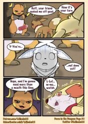 absurd_res anus balls blush bodily_fluids brush_(pathwarden) comic cum cum_inside dialogue eevee english_text erection female fennekin feral generation_1_pokemon generation_6_pokemon genital_fluids genitals hi_res kerchief kerchief_only luna_(pathwarden) male milachu92 mostly_nude neckerchief neckerchief_only neckwear nintendo oral oral_penetration penis pokemon pokemon_(species) pokemon_mystery_dungeon raichu saliva size_difference spike_chunsoft text vulva