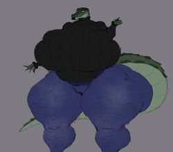 absurd_res alligator alligatorid american_alligator anthro ass belly big_breasts big_butt big_tail biped black_lips bottomwear bra breasts clothing crocodilian denim denim_bottomwear denim_clothing eyelashes female female_anthro fingernails front_view gradient_background green_body hi_res huge_breasts huge_butt huge_thighs hyper hyper_breasts hyper_butt hyper_thighs jeans large_female lips lipstick long_fingernails looking_at_viewer makeup mature_anthro mature_female monique_(phoebe457) nails one_cryptid overweight overweight_anthro overweight_female pants reptile scales scalie simple_background slightly_chubby solo standing sweater tail tall thick_bottom_lip thick_thighs tight_clothing topwear turtleneck underwear yellow_sclera