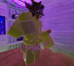 2boys 3d animated artist_request balls blush carrying_partner femboy gay male_only nude penis reverse_stand_and_carry_position roblox roblox_avatar roblox_developer robloxian shorter_than_30_seconds tagme tze_(roblox) video yellow_body
