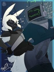 3:4 4_arms anthro anthro_penetrating anthro_penetrating_humanoid arthropod bottomwear bottomwear_down clothed clothing computer_humanoid dialogue dos_(frackhead) duo electronics english_text erection female female_penetrated for_a_head frackhead from_behind_position genitals hair heart_symbol hi_res humanoid humanoid_on_anthro humanoid_penetrated insects lepidopteran machine male male/female male_penetrating male_penetrating_female mammal moan moth multi_arm multi_limb object_head pants pants_down partially_clothed penetration penile penile_penetration penis_in_vagina procyonid raccoon robot robot_humanoid screen screen_face screen_head scrubs sex spiral spiral_eyes television text translucent translucent_body tv_head vaginal_penetration vulva white_hair