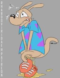 bodily_fluids clenched_teeth conditional_dnp desperation genital_fluids hi_res macropod male male_only mammal marsupial nickelodeon omorashi peeing rocko's_modern_life rocko_rama solo tears teeth urine wallaby wetting what wolftacos