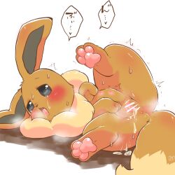 1:1 after_sex afterglow animal_noises anus arms_bent belly_nipples blush bodily_fluids censored cum cum_drip cum_in_vagina cum_inside cum_on_ground cum_on_leg dipstick_tail dripping eevee feet female feral floppy_ears generation_1_pokemon genital_fluids genitals heart_after_text hi_res hindpaw leaking_cum looking_aside looking_pleasured lying markings mochimochi39mo multi_nipple neck_tuft nintendo nipples on_back on_ground open_mouth pawpads paws pink_pawpads pokemon pokemon_(species) quadruped shaking simple_background solo speech_bubble sweat tail tail_markings tears tongue tongue_out torogao tremble_spikes trembling tuft vulva white_background